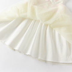 Dave&Bella Girls Summer Yellow Sleeveless Mesh Sweetheart Vest Dress