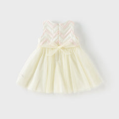 Dave&Bella Girls Summer Yellow Sleeveless Mesh Sweetheart Vest Dress