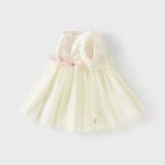 Dave&Bella Girls Summer Yellow Sleeveless Mesh Sweetheart Vest Dress