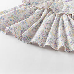 Dave&Bella Girls Summer Purple Floral Print Sweet Halter Dress