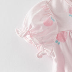 Dave&Bella Baby Girls Summer Pink/Orange Playful Print Indoor Soft Cotton Rompers