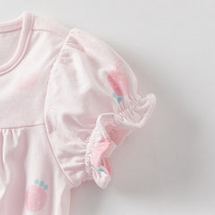 Dave&Bella Baby Girls Summer Pink/Orange Playful Print Indoor Soft Cotton Rompers