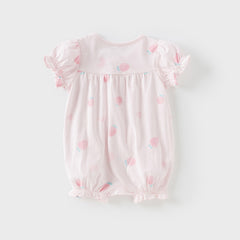 Dave&Bella Baby Girls Summer Pink/Orange Playful Print Indoor Soft Cotton Rompers