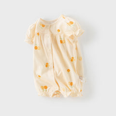 Dave&Bella Baby Girls Summer Pink/Orange Playful Print Indoor Soft Cotton Rompers