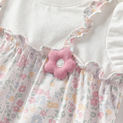 Dave&Bella Baby Girls Summer Sweet Floral Print Comfortable Cotton Rompers