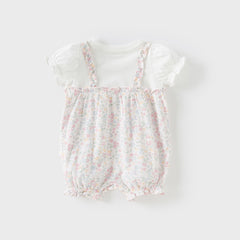 Dave&Bella Baby Girls Summer Sweet Floral Print Comfortable Cotton Rompers