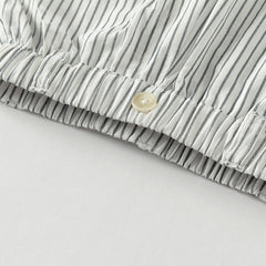 Dave&Bella Toddler Boys Summer Casual Black White Striped Breathable Cotton Shorts