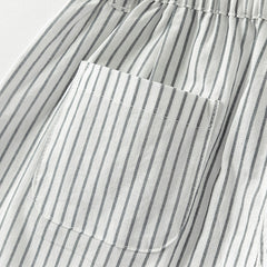 Dave&Bella Toddler Boys Summer Casual Black White Striped Breathable Cotton Shorts