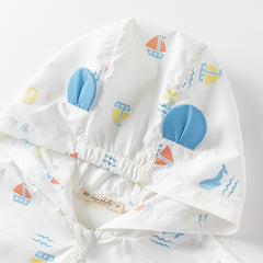 Dave&Bella Toddler Boys Summer Sea World Print White Outwear Sunscreen Jackets