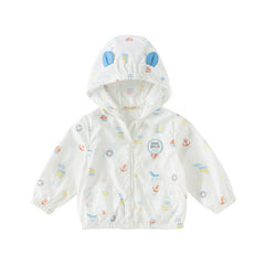 Dave&Bella Toddler Boys Summer Sea World Print White Outwear Sunscreen Jackets