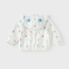 Dave&Bella Toddler Boys Summer Sea World Print White Outwear Sunscreen Jackets