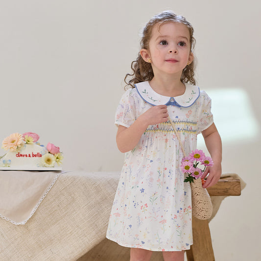 Dave&Bella Girls Summer Floral Print Cotton Dress