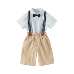 Dave&Bella Toddler Boys Summer Gentleman Striped Shirt Back Pants Sets