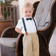 Dave&Bella Toddler Boys Summer Gentleman Striped Shirt Back Pants Sets