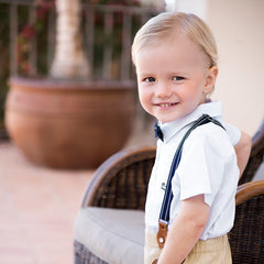 Dave&Bella Toddler Boys Summer Gentleman Striped Shirt Back Pants Sets