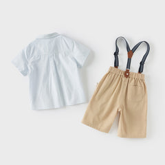 Dave&Bella Toddler Boys Summer Gentleman Striped Shirt Back Pants Sets