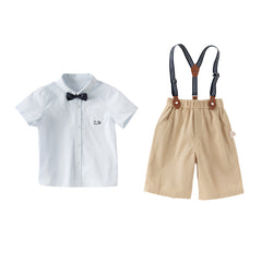 Dave&Bella Toddler Boys Summer Gentleman Striped Shirt Back Pants Sets