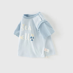 Dave&Bella Toddler Girls/Boys Summer Light Pink/Light Blue T-shirt Tops