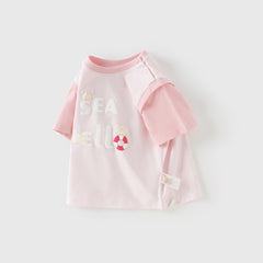 Dave&Bella Toddler Girls/Boys Summer Light Pink/Light Blue T-shirt Tops