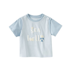Dave&Bella Toddler Girls/Boys Summer Light Pink/Light Blue T-shirt Tops