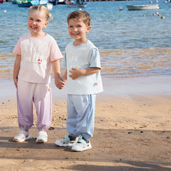 Dave&Bella Toddler Girls/Boys Summer Light Pink/Light Blue T-shirt Tops