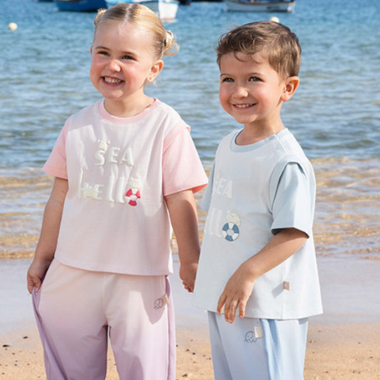 Dave&Bella Toddler Girls/Boys Summer Light Pink/Light Blue T-shirt Tops