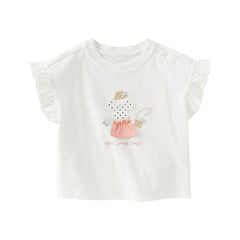 Dave&Bella Toddler Girls Summer Cute White/Blue White-striped Cotton Soft T-shirt Tops