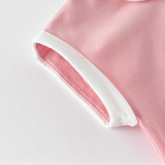 Dave&Bella Kids Girls Summer Candy Pink College Style T-shirt Pleated Skirt Sets