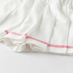 Dave&Bella Kids Girls Summer Candy Pink College Style T-shirt Pleated Skirt Sets