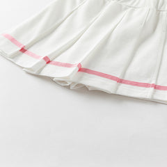 Dave&Bella Kids Girls Summer Candy Pink College Style T-shirt Pleated Skirt Sets