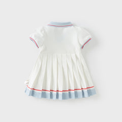 Dave&Bella Toddler Girls Summer White Sports Polo Dress