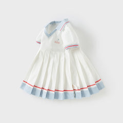 Dave&Bella Toddler Girls Summer White Sports Polo Dress