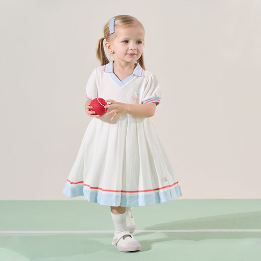 Dave&Bella Toddler Girls Summer White Sports Polo Dress