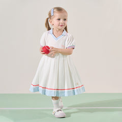 Dave&Bella Toddler Girls Summer White Sports Polo Dress