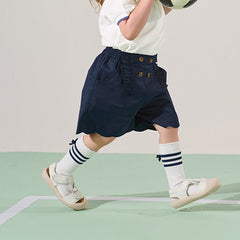Dave&Bella Kids Girls Summer Khaki/Navy Cotton College Style Shorts