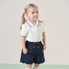 Dave&Bella Kids Girls Summer Khaki/Navy Cotton College Style Shorts