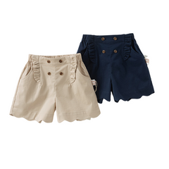 Dave&Bella Kids Girls Summer Khaki/Navy Cotton College Style Shorts