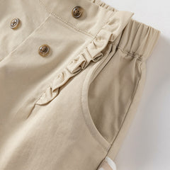 Dave&Bella Kids Girls Summer Khaki/Navy Cotton College Style Shorts