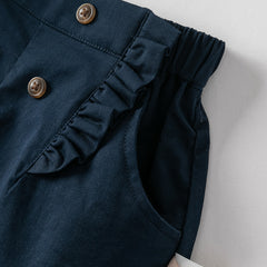 Dave&Bella Kids Girls Summer Khaki/Navy Cotton College Style Shorts