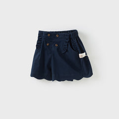 Dave&Bella Kids Girls Summer Khaki/Navy Cotton College Style Shorts
