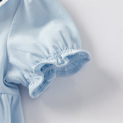 Dave&Bella Girls Summer Blue Navy Collar Cotton Dress