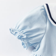 Dave&Bella Girls Summer Blue Navy Collar Cotton Dress