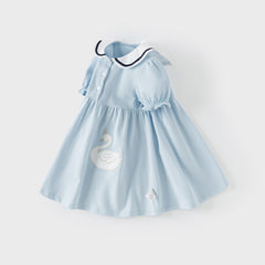 Dave&Bella Girls Summer Blue Navy Collar Cotton Dress