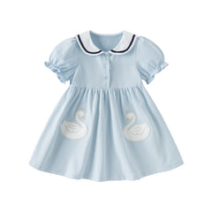 Dave&Bella Girls Summer Blue Navy Collar Cotton Dress