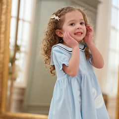 Dave&Bella Girls Summer Blue Navy Collar Cotton Dress