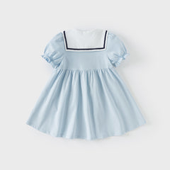 Dave&Bella Girls Summer Blue Navy Collar Cotton Dress