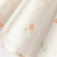 Dave&Bella Toddler Girls Summer Cotton Beige Floral Print Sweet A-line Dress