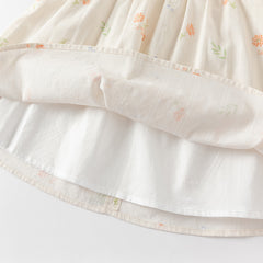 Dave&Bella Toddler Girls Summer Cotton Beige Floral Print Sweet A-line Dress