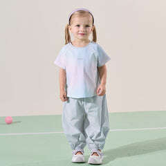 Dave&Bella Kids Girls Summer Gradient Blue T-shirt Pant Outdoor Sports Sets