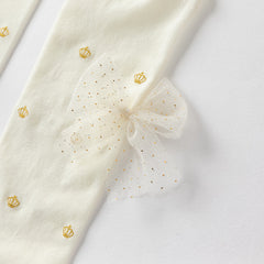 Dave&Bella Girls Summer Light Breathable Beige Footed Tights Leggings